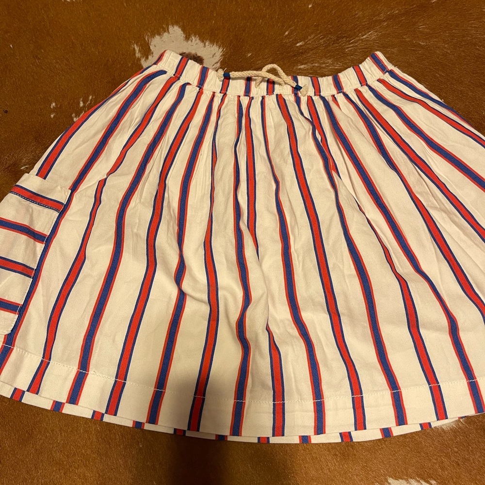 Gymboree white with orange and blue strip skirt size medium 7-8 NWT